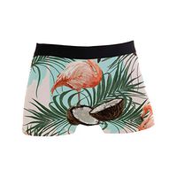 My Little Nest Coconut Palm Leaves and Flamingo Men's Boxer Brief Short Leg Underwear M