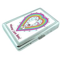 Unicorn Love Em6 Hip Silver Cigarette Case Id Holder Metal Wallet 4" X 2.75" RFID Protection