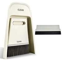 BXIO Mini Stand-up Dustpans and Brooms Set, Small Cleaning Hand Brush and Dustpan Combo with Nesting Tiny Soft Brush/Hard Wiping Scraper for Table, Countertop (White)