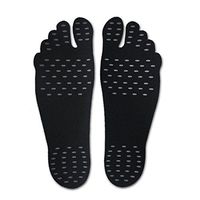 Stick on Soles for Feet Nakefit, Waterproof Adhesive Foot Pads for Barefoot Lover Activity on Summer Beach(1 Pair Black)