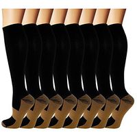 Copper Compression Socks For Men & Women -8 Pairs- Best for Running, Athletic, Medical, Pregnancy and Travel