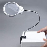 Handheld magnifier Desktop Magnifying Glass With LED Light, 2X 2.5X Large Double HD Lens 107mm Hands-free Magnifying Glass With Clip Repair Carving Workbench Antique Jewelry Identification Multifuncti