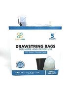 PlasticMill 5 Gallon Garbage Bags, Drawstring: White, 1 MIL, 17x20, 200 Bags.