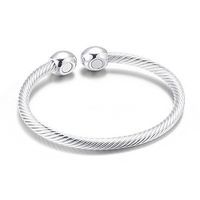Huangiao Open Bangle Bangle Anklet Therapy Magnets Bangle for Arthritis Pain Women Men Students Anti-Radiation Health Bangle Mother's Day Gift (Silver)