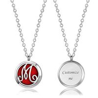 Monogram Engravable Aromatherapy Necklace Personalized Essential Oil Diffuser Custom Name Locket Jewelry (Monogram M)