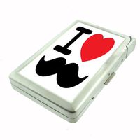 Metal Cigarette Case with Built In Lighter Mustache Design-002