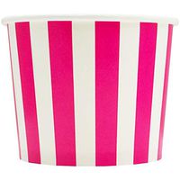 Valentine's Day Pink Paper Ice Cream Cups - 16 oz Striped Disposable Bowls - Comes in Many Colors - Frozen Dessert Supplies - 50 Count