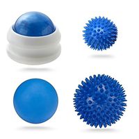 Massage Ball Roller Muscle Therapy Bundle of 6 - Deluxe Roller Ball + Lacrosse Ball + Large Spiky Ball + Small Spiky Ball + Carry Bag + Ebook + Video Access by Maxtir (Bundle, Blue Massage Ball Set)