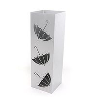 CKB Ltd Silver Umbrella Holder Square - Metal Floor Rack Free Standing Also for Canes/Walking Sticks