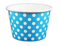 Black Cat Avenue Paper Ice Cream Cups, Polka Dot, Blue, 8 Ounce, 50 Count