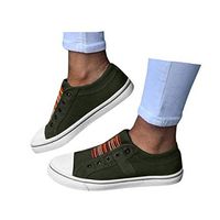 Veodhekai Women Shoes Outdoor Running Shoes Round Toe Shoes Flat Outdoor Elastic Band Sneakers Back to School Army Green