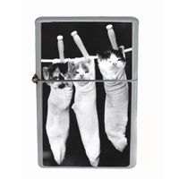 Kittens In Stockings Cute Cats Wind Proof Dual Torch Refillable Lighter D-157