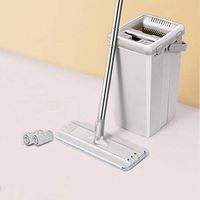 Mop Hand Free Hand-push Flat Mop Floor Cleaning Bucket With 2 Mop Rags121 Convenient and practical