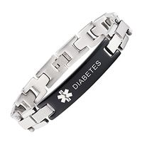 linnalove Medical Alert ID Bracelets for Men and Women with Engraving-Diabetes