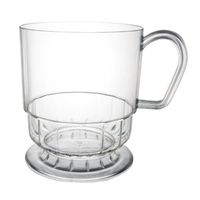 Party Essentials Elegance Hard Plastic Coffee Cup w/Handle, 8-Ounce Capacity, Clear, Tea Mug, Disposable (Case of 120)