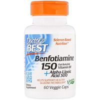 Doctor's Best Benfotiamine 150 Plus Alpha-Lipoic Acid 300 Mg Vegeratian Capsules, 120 Count,pack of 2