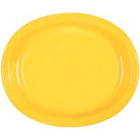 Unique Industries, Oval Paper Plates, 8 Pieces - Yellow