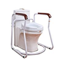 Stand Alone Bathroom Toilet Safety Frame Rail Easy Installation Bathroom Safety Frame Toilet Assist and Handrails Grab Bar(Solid Wood Handrail)