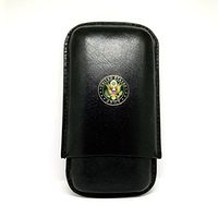 Genuine Leather US Army Cigar Case 3-Finger with 3 Cigar Holders - Pocket-Sized Cigar Case for Travel, Gifts for Men by Cigar Cutters by Jim (Black)