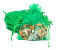 TheDisplayGuys 100-Pack 3x4 Light Green Sheer Organza Gift Bags with Drawstring, Jewelry Candy Treat Wedding Party Favors Mesh Pouch