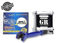 GrandPitstop Motorcycle Wheel Cleaning Stand - Paddock Stand Replacement - Wheel Roller Stand for tire Cleaning & Chain Lubrication - GRoller (Large (Bikes < 600 lb) with Brush)