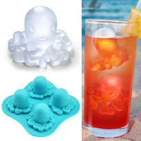 FAgdsyigao Ice Cube Tray,Silicone 4 Grids Octopus Pattern Frozen Ice Cube Trays Jerry DIY Mold Maker Blue