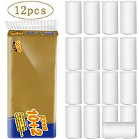 12 Roll Natural Wood Pulp Household Toilet Paper, Soft Eco-Friendly Paper Towels Bulk Premium 4-Ply Home Kitchen Toilet Tissue