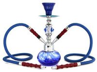GStar Premium Series: 11" 2 Hose Hookah Complete Set w/ Carry Case (Optional) - Swirl Glass Vase (Ocean Blue)