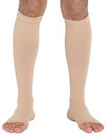 ChinFun Open Toe Toeless Compression Pressure Sleeve Socks 20-30mmHG Leg Support Graduated Shin Splints Circulation Recovery Varicose Veins Pain Relief Sports Gear Men Women Nude Skin Color Size L