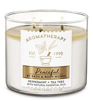 White Barn Bath and Body Works Aromatherapy Peaceful Peppermint and Tea Tree 3 Wick Candle