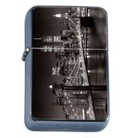 New York City Skyline At Night Windproof Refillable Flip Top Oil Lighter with Tin Gift Box D-440