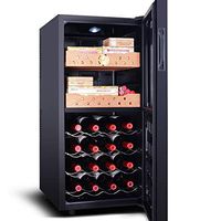 FJNS Cigar Humidor (200 Cigars / 16 Bottles of Red Wine),Intelligent Digital Touch and Insulation and Moisturizing Cooling Feature - Double Anti-UV Tempered Glass- Spanish Cedar Shelves