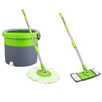WXQ-XQ Mop and Bucket Cleaning Set Single Barrel Washing And Dehydrating 2 In 1 Double Head Green Head4