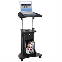 Pemberly Row Deluxe Height Adjustable Laptop Cart in Black