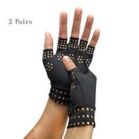 ZZYYZZ Copper Compression Arthritis Gloves, Half Finger Magnetic Therapy Gloves for Arthritis Pain Relief (2 Pairs),BlackGold