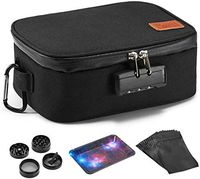 Egooz Smell Proof Case - Carbon Lining Smell Proof Bags with Combination Lock, Smell Proof Container for Herbs and Smelly Products, (Come with Grinder+Metal Plate+10 Resealable Mylar Bags) Black