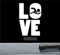 JS Artworks I Love Swimming Vinyl Decal Sticker Swim Suit Bathing (White)