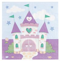 Cocktail Napkins - 150-Pack Luncheon Napkins, Disposable Paper Napkins Princess Party Supplies for Kids Birthdays, 2-Ply, Castle Design, Unfolded 13 x 13 Inches, Folded 6.5 x 6.5 Inches