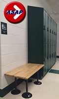 ADA Locker Room Bench with Hardwood Top and Powder Coated GREY Steel Pedestals - 42" L x 20" W x 17.5" H