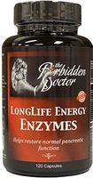 LongLife Energy Enzymes, 1mo Supply-Pancreatin 6X Strongest Enzyme Pancreas Digestive Support 100% Whole Food-No Synthetics, Trypsin 2500 USP, Chymotrypsin 1000 USP, PROBIOTICS-Turmeric-Herbs
