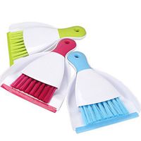 Heatleper Household Mini Plastic Broom and Dustpan Set, Hand-held Corner Cleaner For Home Office School Car Keyboard (Random Color-Blue, Green, Red)