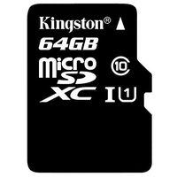 Kingston Digital 64GB microSDXC Class 10 UHS-I 45MB/s Read Card with SD Adapter (SDC10G2/64GB)