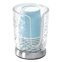 mDesign Modern Plastic Compact Small Disposable Paper Cup Dispenser - Storage Holder for Rinsing Cups on Bathroom Vanity Countertops - Clear/Brushed