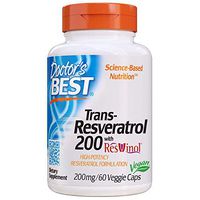 Doctor's Best, Trans-Resveratrol with ResVinol, Non-GMO, Vegan, Gluten Free, Soy Free, 200 mg, 60 Veggie Caps