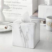 WLDD Tissue Box Tissue Cover Holder,Creative Marble Texture Rectangular Wood Tissue Box Cover,Wooden Piano Paint Tissue Box Decoration Crafts, Ceramic (Color : Square)