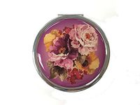 Metal Pill case for 7 Days with Mirror in Purple Floral Design