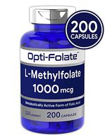 L Methylfolate 1000mcg | 200 Capsules | Value Size | Optimized and Activated | Non-GMO, Gluten Free | Methyl Folate, 5-MTHF | by Opti-Folate