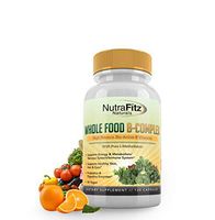 NutraFitz Naturals B Complex Vitamins - B Vitamins Whole Food Supplement, B12 Methylcobalamin, B1, B2, B3, B5, B6, B7, B9 - for Stress, Energy and Immune Support, Vegan, 120 Capsules