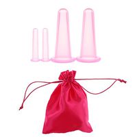 Dovewill Professional 4 Pieces 2 Sizes Silicone Cupping Cups Facial Lifting Massage Face Eye Anti-Ageing with Bag - Pink