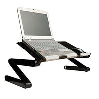 Portable Laptop-Table Desk Folding Fully Adjustable-Ergonomic Table with USB FAN Ultrabook Tablet Black Bed Tray Book Stand Up to 15" (Black)